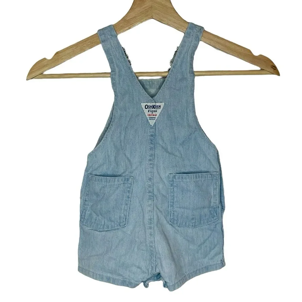 Vtg OshKosh B'Gosh Sz 12 M Vestbak Blue Striped Railroad Overalls Made In USA